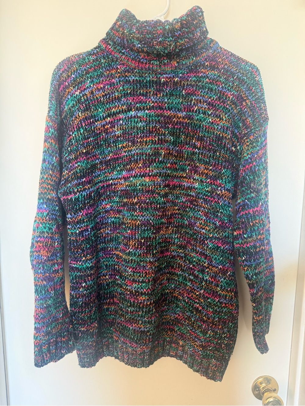 Vintage David Hollis Multicolor Marled Turtleneck Sweater M 80s 90s